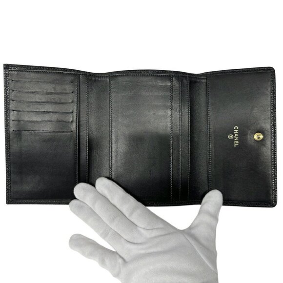 CHANEL Black Caviar Leather Logo Wallet - Picture 5 of 12
